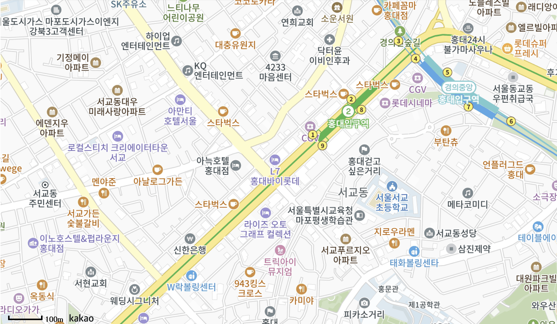 홍대 지도